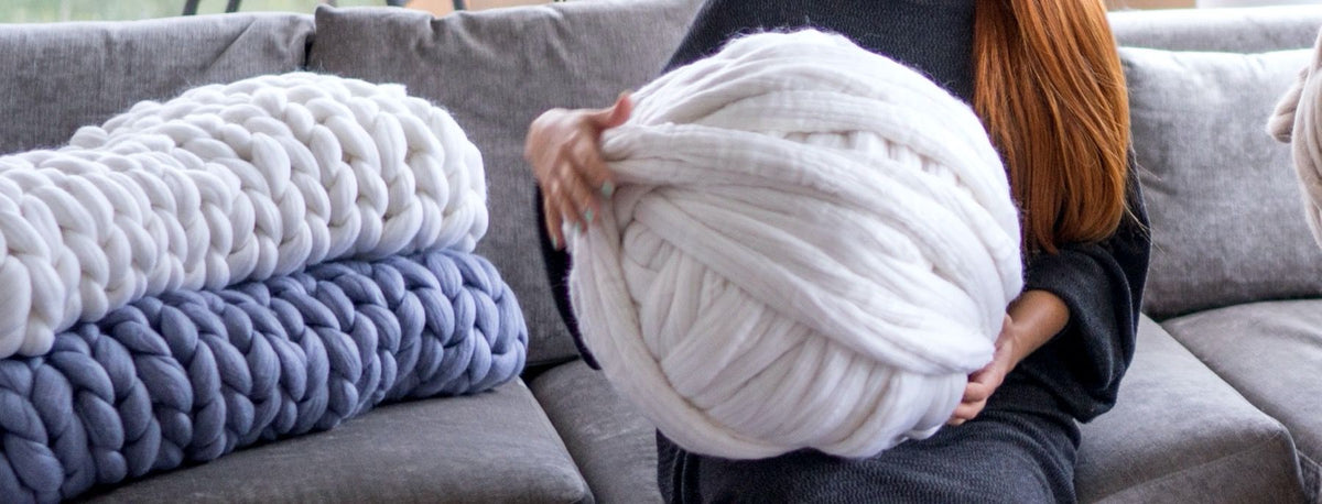 Chunky Yarn, Big Yarn, Chunky Knit Blanket Yarn DIY Arm Knitting