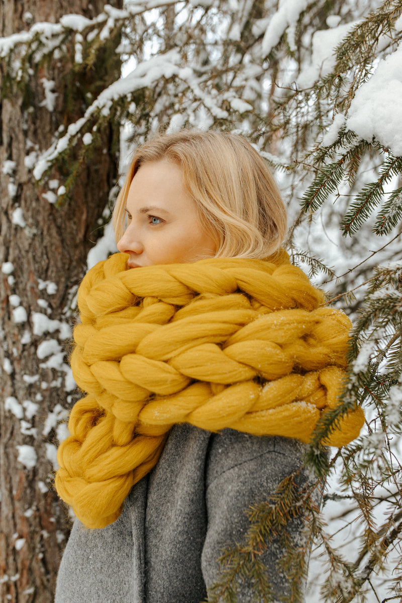 Yellow knitted shop scarf