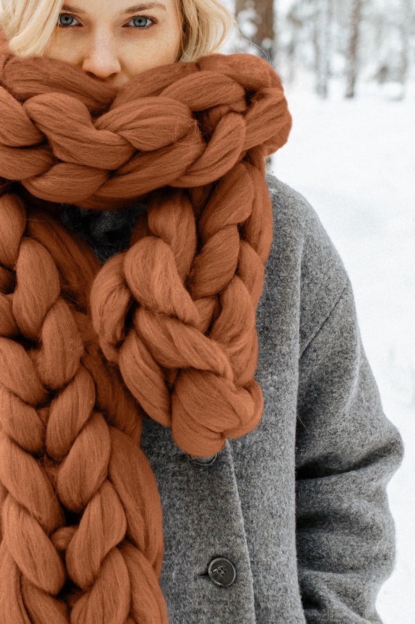 Chunky Knit Warm Scarf Winter Scarf Oversized Scarf Winter Ginger Orange 7191