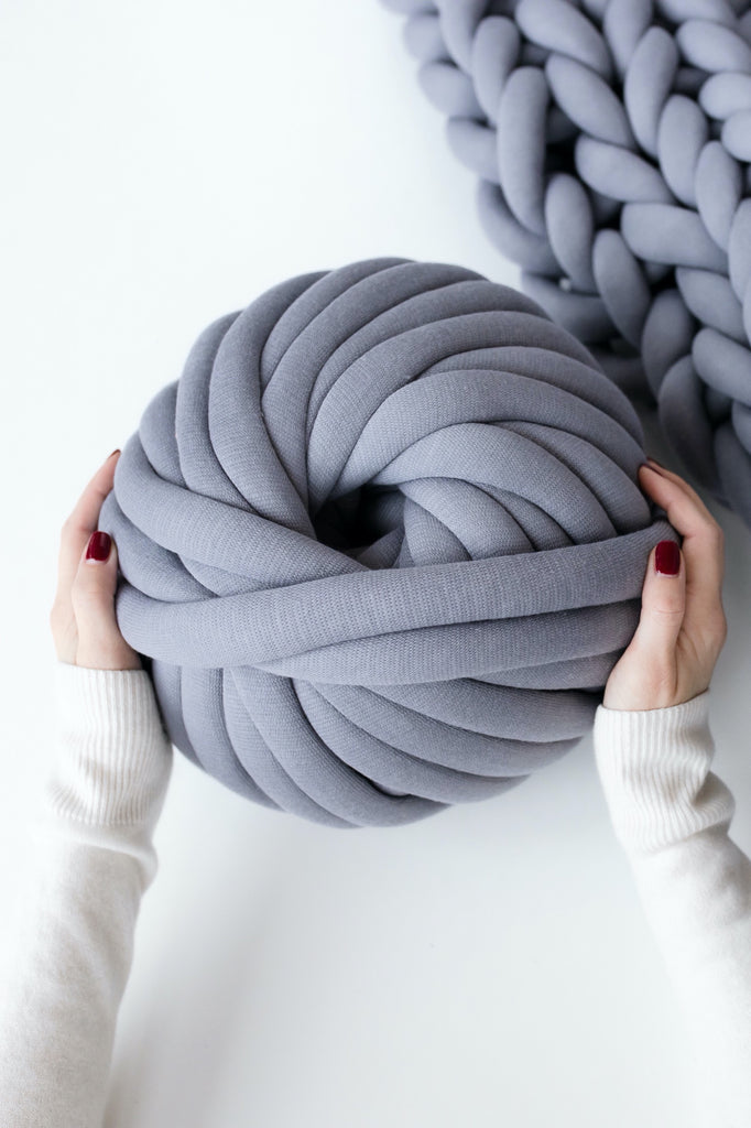 Diy Chunky Yarn Giant Yarn Cotton Tube Yarn Arm Knitting Yarn Tube Yarn Ball Grey 350 Vertical