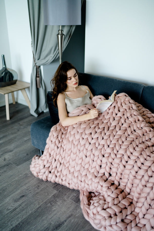 Merino Blanket Luxury Throw Blanket Dusty Pink