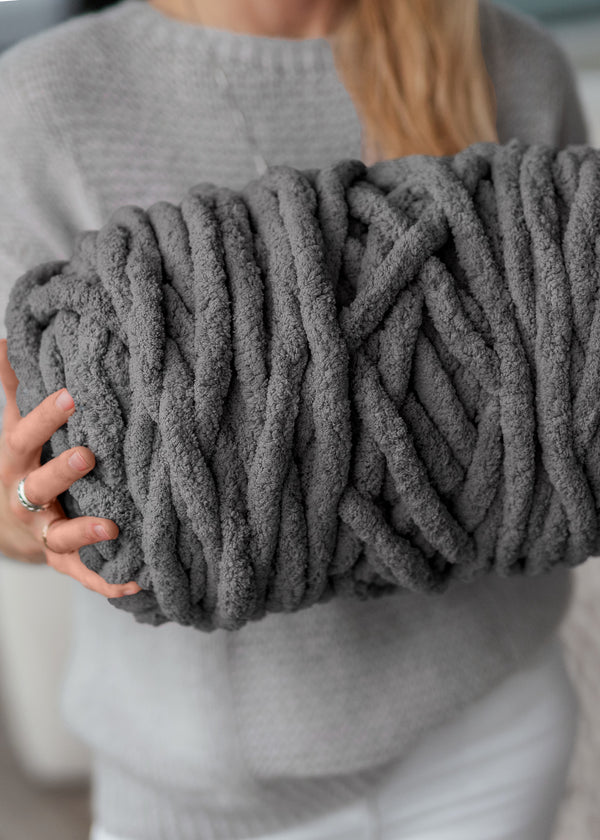 Diy Chunky Yarn Chenille Yarn Ball Graphite Grey 11601