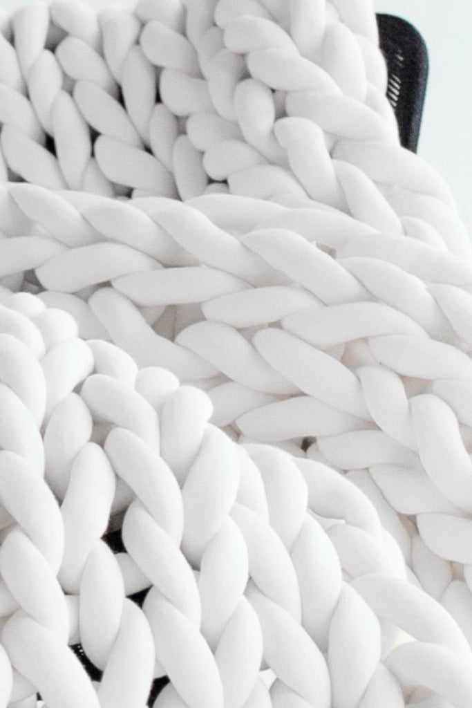 Cotton Chunky Knit Blanket Chunky Knit Blanket Braided Blanket Tube Yarn Blanket Pure White 303