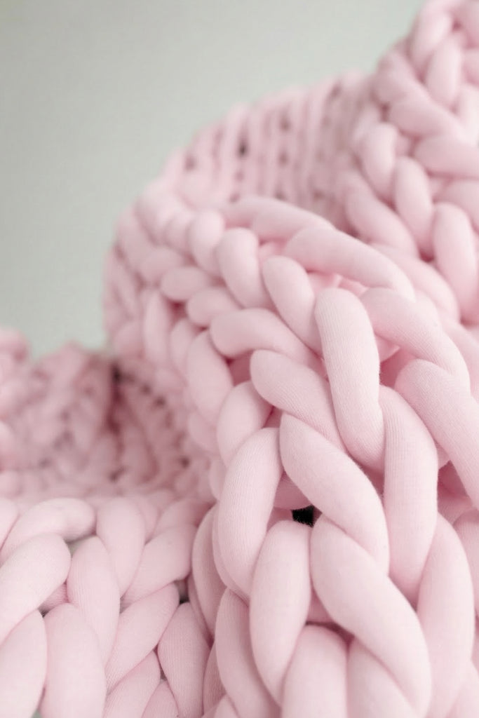 Cotton Chunky Knit Tube Yarn Blanket Baby Pink 40