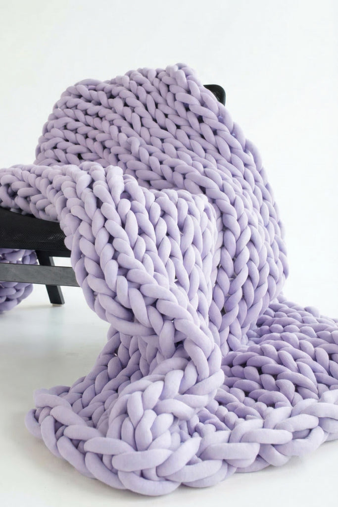 Chunky Knit Tube Yarn Blanket Lavender 131