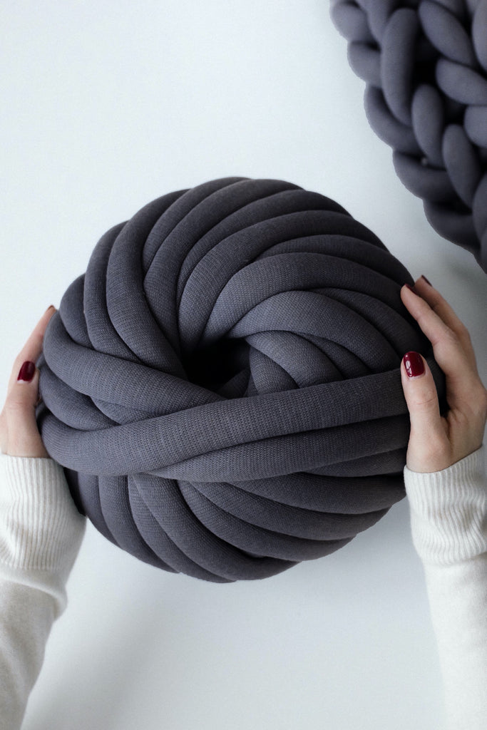 Cotton Tube Yarn Diy Chunky Yarn Puffy Yarn Thick Yarn Tube Yarn Ball Graphite Grey 349 Vertical