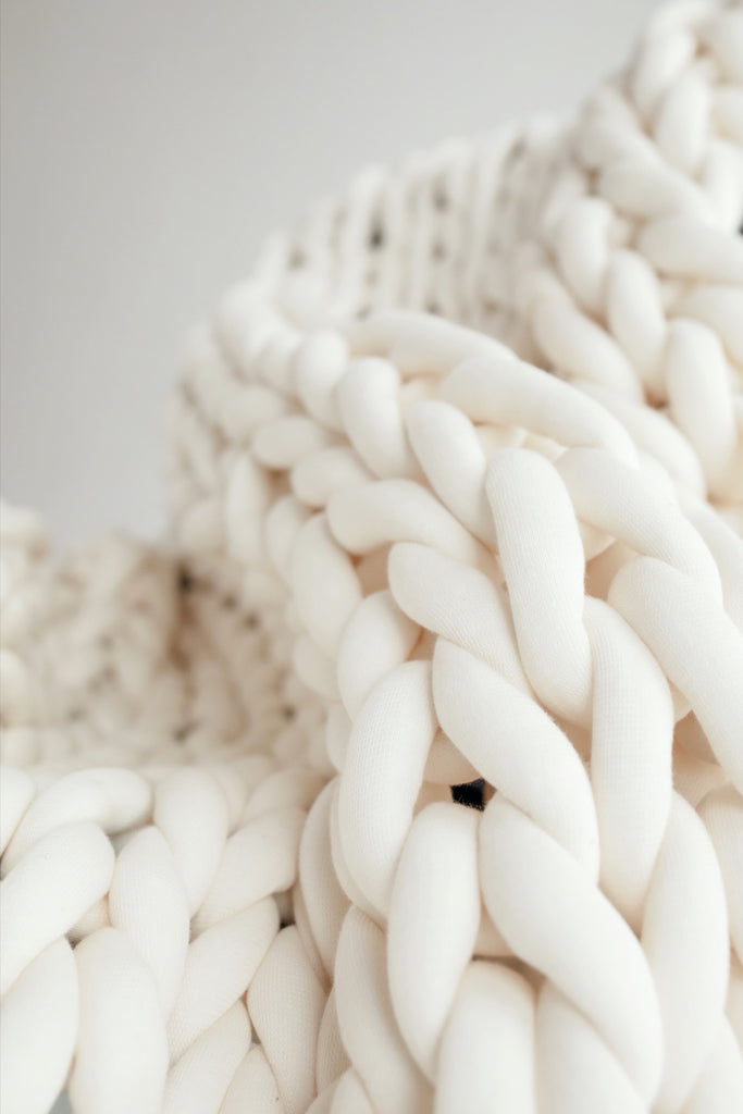 Cotton Chunky Knit Blanket Weighted Blanket Vegan Chunky Blanket Tube Yarn Blanket Cream White 229
