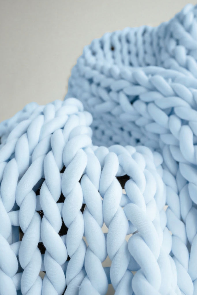 Chunky Knit Tube Yarn Blanket Baby Blue 46