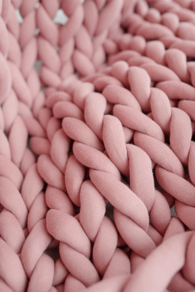 Weighted Blanket Braided Blanket Cotton Chunky Knit Tube Yarn Blanket Dusty Pink 225