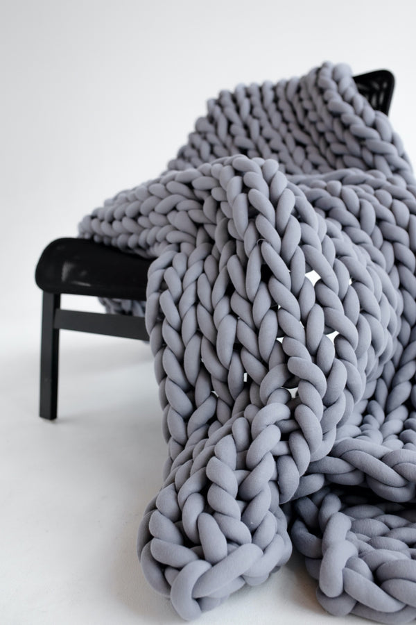 Cotton Chunky Knit Blanket Chunky Knit Blanket Braided Blanket Tube Yarn Blanket Grey 234