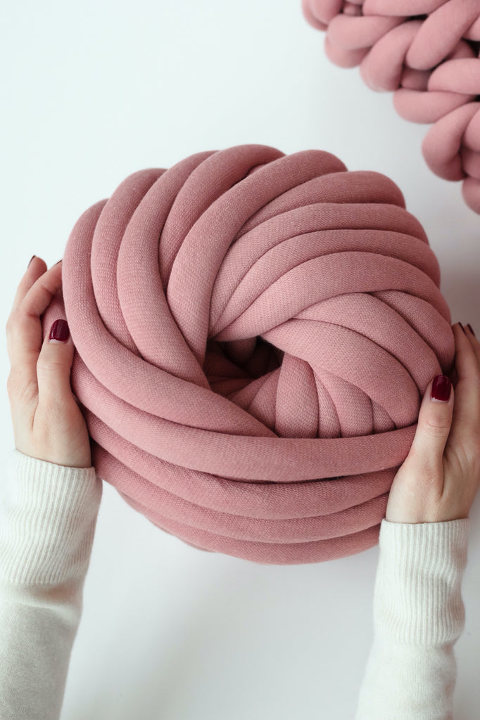 Cotton Tube Yarn Diy Chunky Yarn Thick Yarn Vegan Chunky Yarn Tube Yarn Ball Dusty Pink 353 Vertical