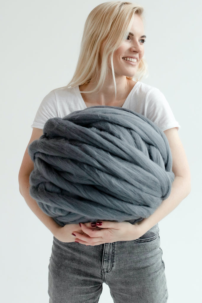 DIY HUGE Pudgy Throw Blanket Knit Kit 30” x 50” (76cm x 127 cm) Merino  Blanket