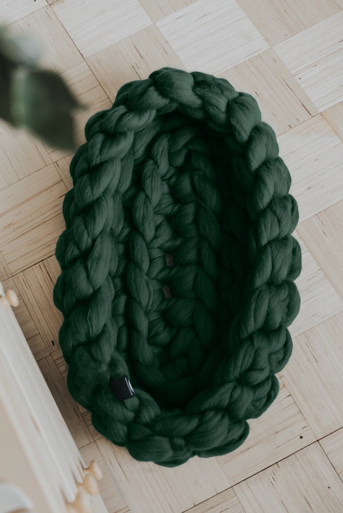 Baby Nest Knitted Baby Nest Newborn Photo Prop Forest Green 17