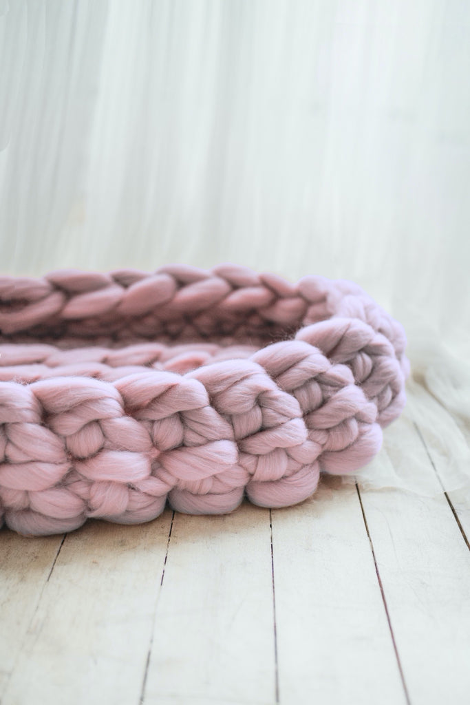 Baby Photoshoot Prop Chunky Knit Baby Nest Mauve