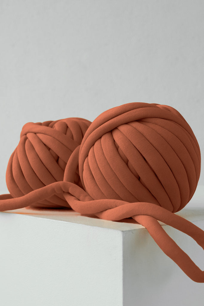 Chunky Cotton Tube Yarn Vegan Chunky Yarn Thick Yarn Puffy Yarn Tube Yarn Ball Ginger Orange 202 Vertical