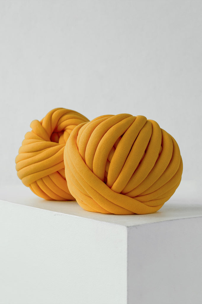 Chunky Cotton Tube Yarn Vegan Chunky Yarn Thick Yarn Puffy Yarn Tube Yarn Ball Mustard Yellow 200 Vertical