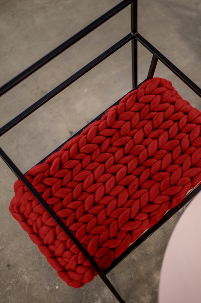 Chunky Knit Chair Cushion Chair Pillow Red 40x60