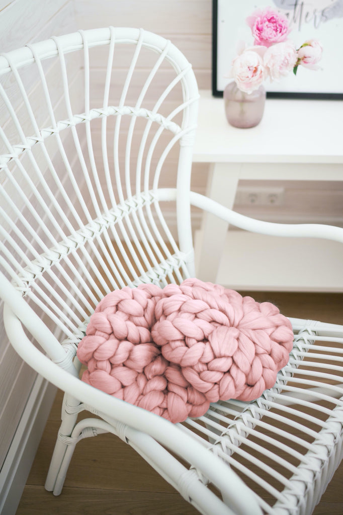 Chunky Knit Cushions Sofa Decor Throw Pillows Round Throw Pillow Dusty Pink