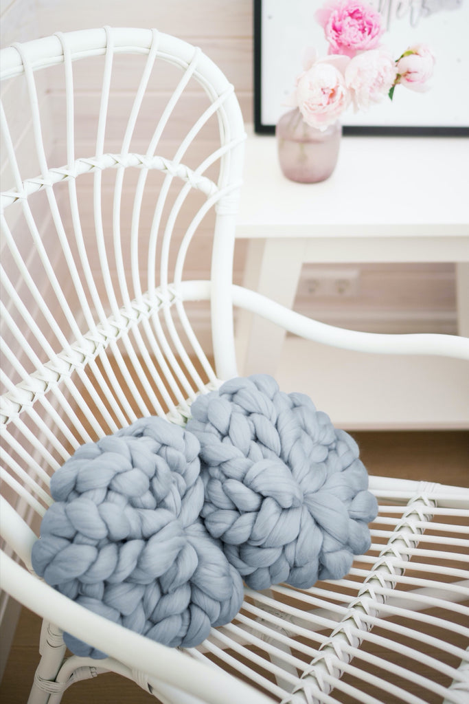 Chunky Knit Cushions Sofa Decor Throw Pillows Round Throw Pillow Grey