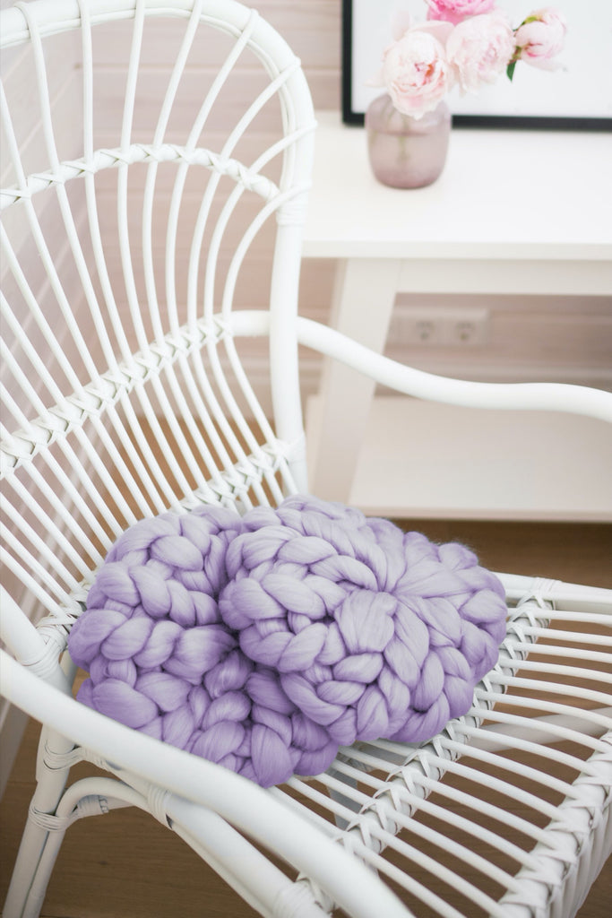 Chunky Knit Cushions Sofa Decor Throw Pillows Round Throw Pillow Lavender