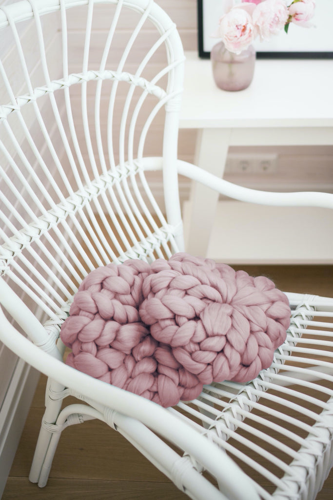 Chunky Knit Cushions Sofa Decor Throw Pillows Round Throw Pillow Mauve