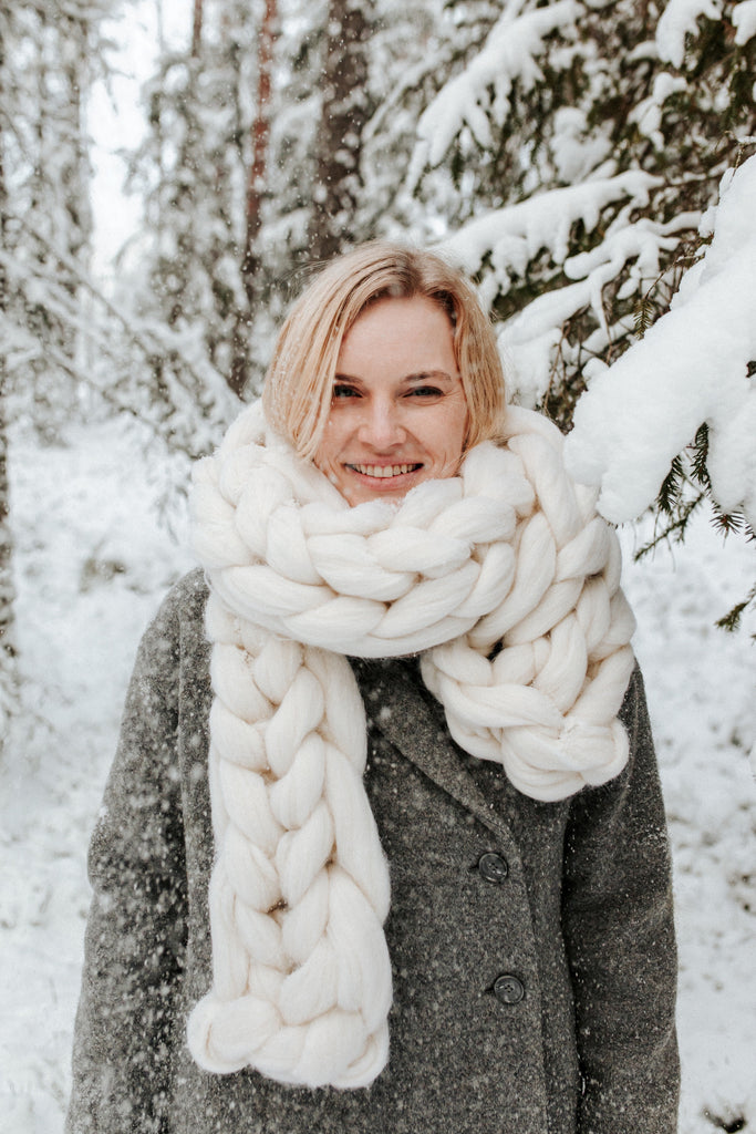 Chunky Knit Warm Scarf Winter Scarf Oversized Scarf Winter White 667