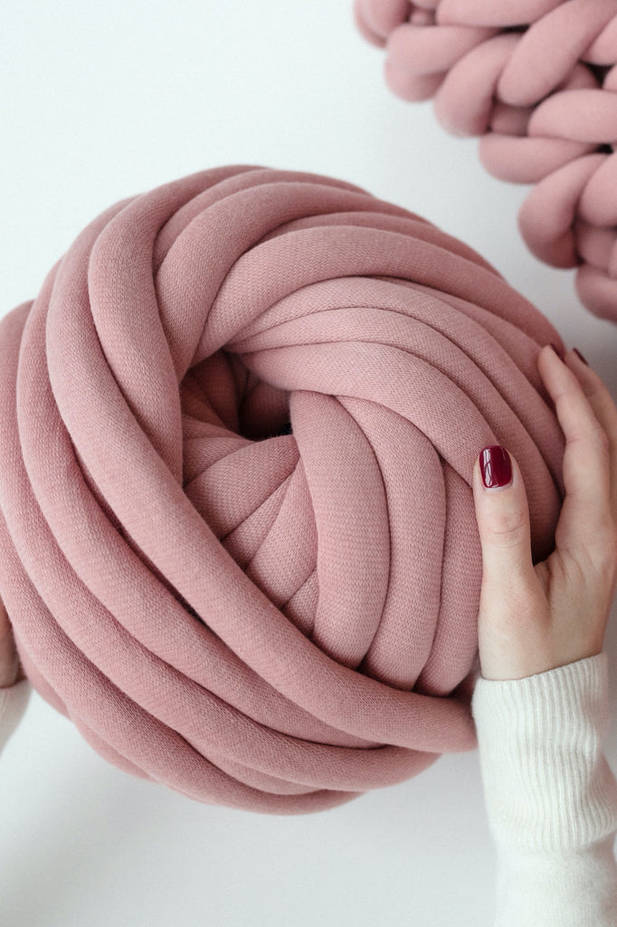 Cotton Tube Yarn Diy Chunky Yarn Thick Yarn Vegan Chunky Yarn Tube Yarn Ball Dusty Pink 354 Vertical