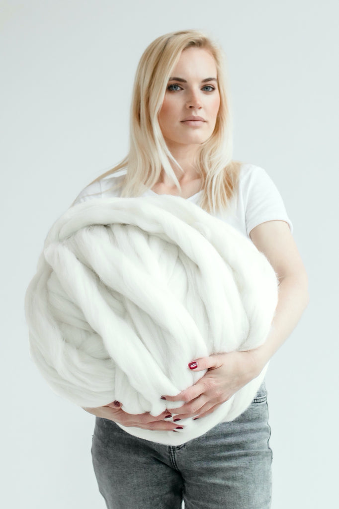 Diy Chunky Yarn Chunky Knit Wool Yarn White 381 Vertical