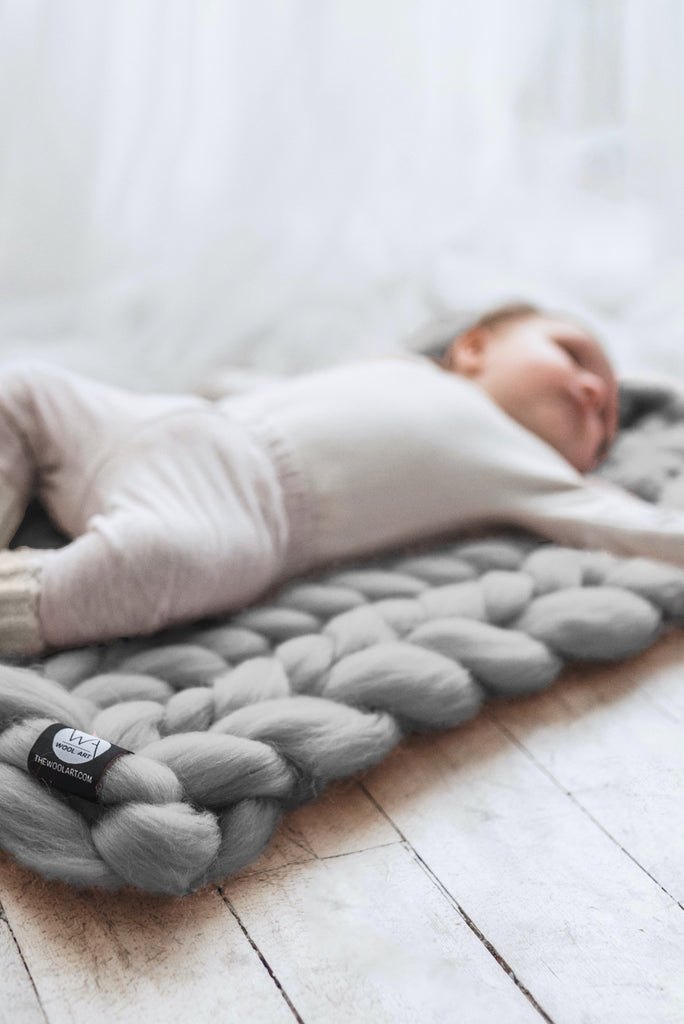 Pointelle Knit Cool Grey Baby Stroller Blanket + Reviews