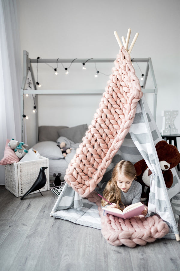 Kids Merino Wool Blanket Kids Blanket Dusty Pink 90x130 40x120