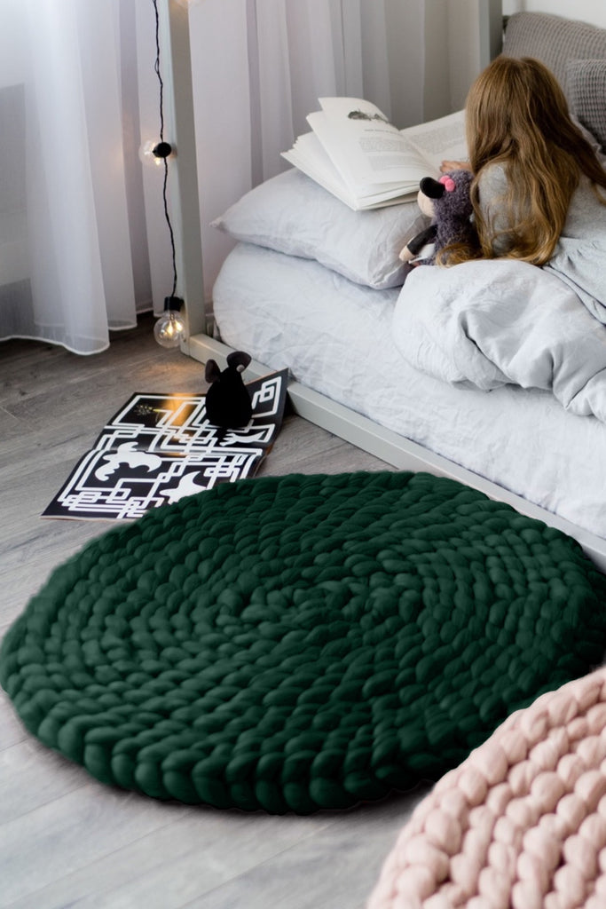 Kids Room Decor Kids Round Rug Forest Green