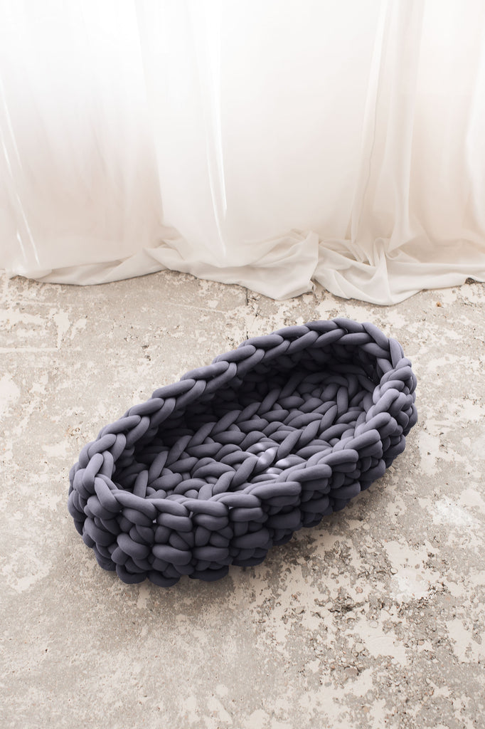 Knitted Baby Basket Tube Yarn Baby Nest Graphite Grey 900