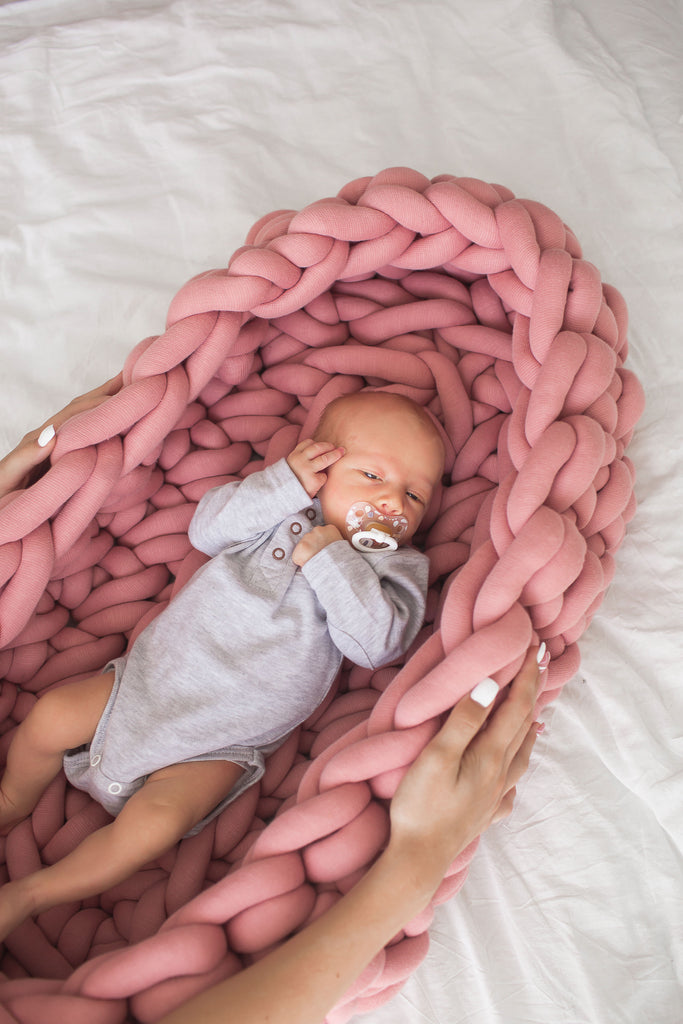 Knitted Baby Boat Tube Yarn Baby Nest Dusty Pink 878