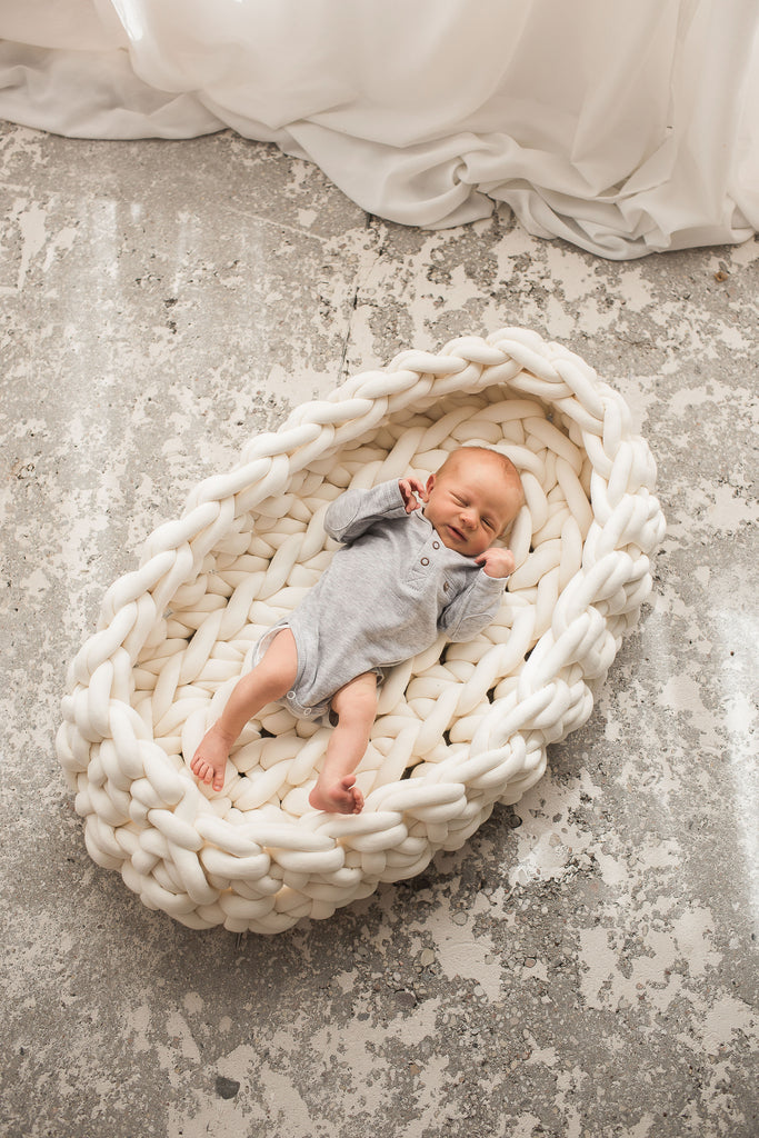 Knitted Baby Nest Tube Yarn Baby Nest Cream White 840