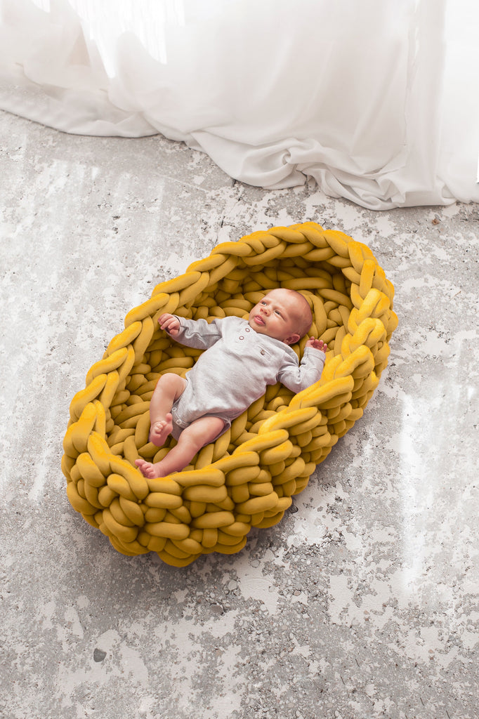 Knitted Baby Nest Tube Yarn Baby Nest Mustard Yellow 863