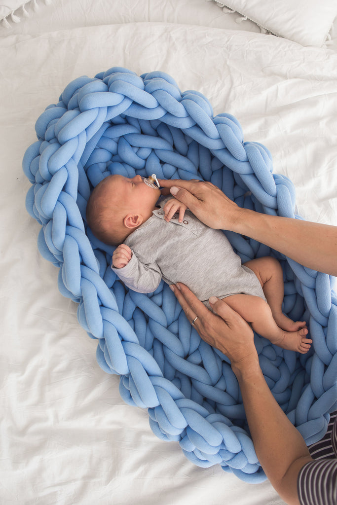 Knitted Baby Nest Tube Yarn Baby Nest Sky Blue 932