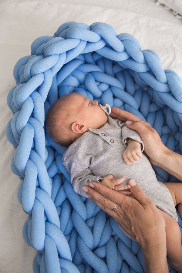 Knitted Baby Nest Tube Yarn Baby Nest Sky Blue 935