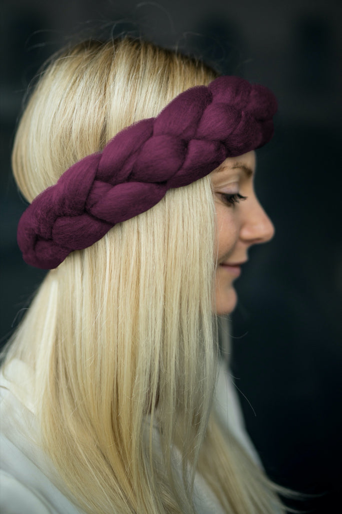 Knitted Headband Wool Small Headband Wine Red