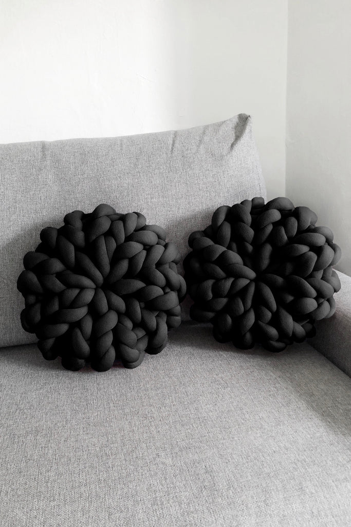 Knitted Pillow Chunky Knit Pillow Tube Cushion Set Black 738