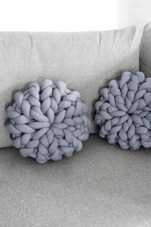 Knitted Pillow Chunky Knit Pillow Tube Cushion Set Grey 736101