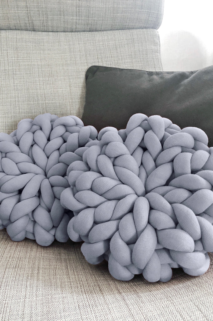 Knitted Pillow Chunky Knit Pillow Tube Cushion Set Grey 74901