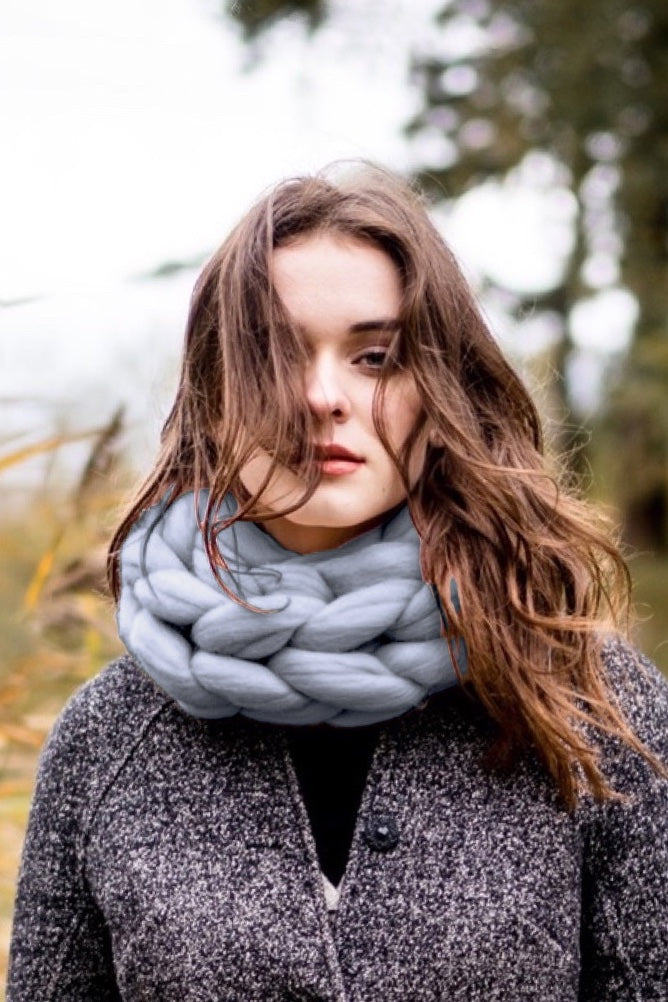Knitted Scarf Chunky Knit Infinity Scarf Grey