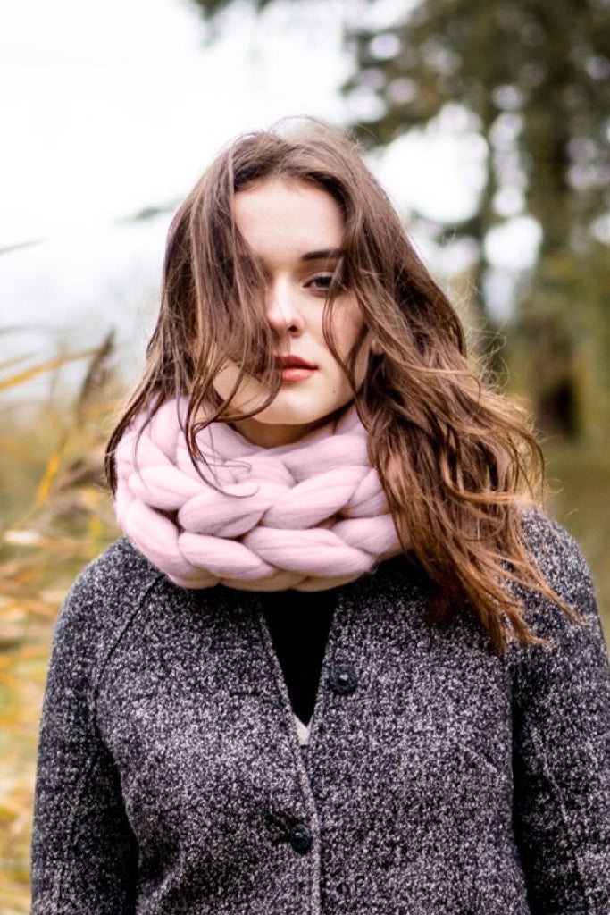 Knitted Scarf Chunky Knit Infinity Scarf Mauve