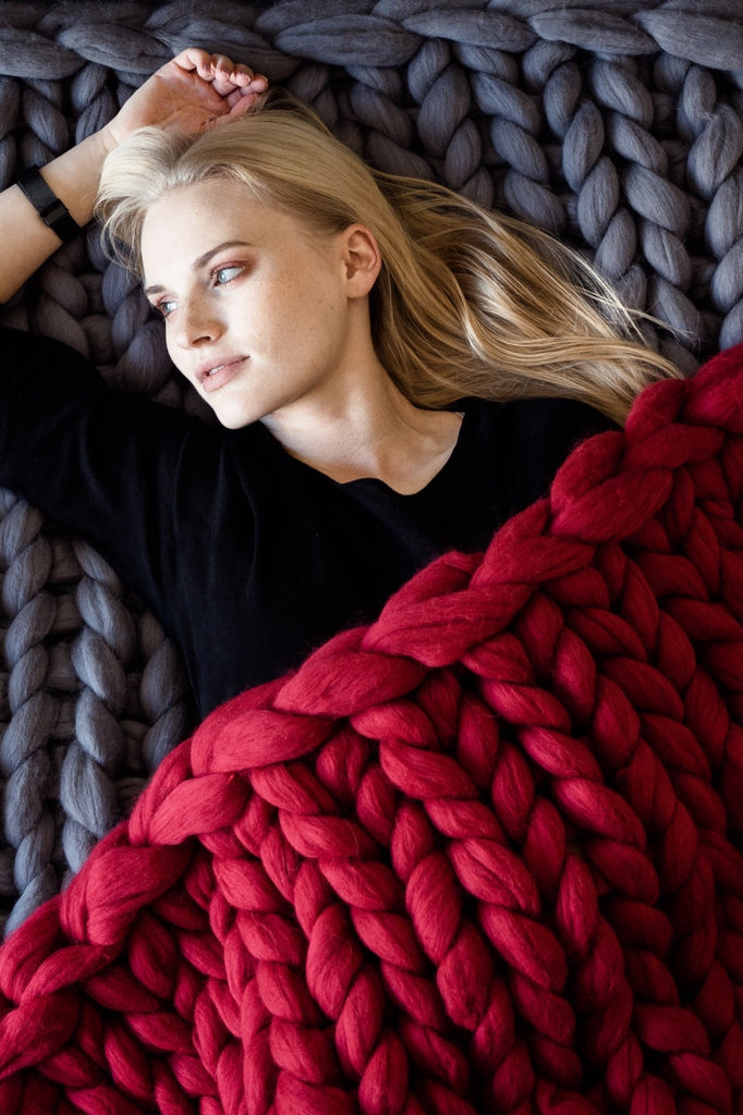 Chunky Knit Blanket from Non-Mulesed Merino Wool
