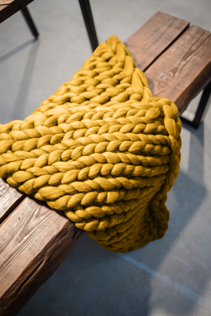 Soft and Cozy Chunky Knit Merino Wool Lap Blanket Wool Art