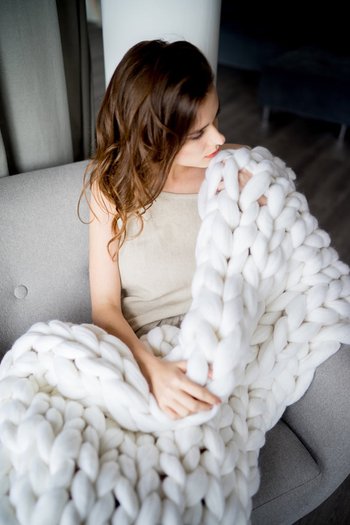 Merino Blanket Decorative Throw Blankets White 90x130