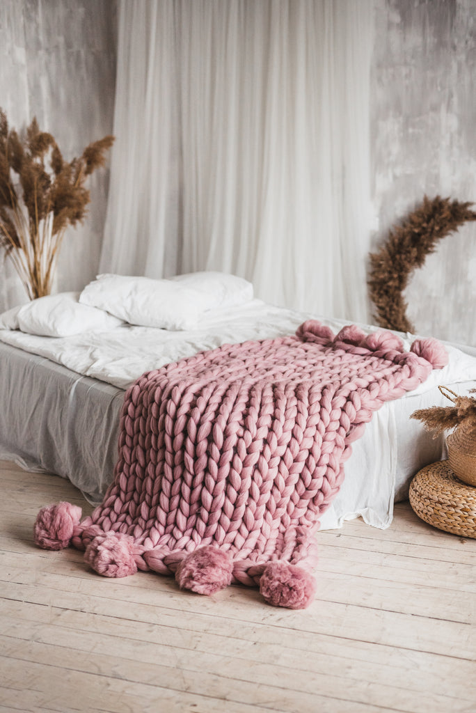  Pink Bulk Chenille Chunky Yarn,Blanket Making Kit