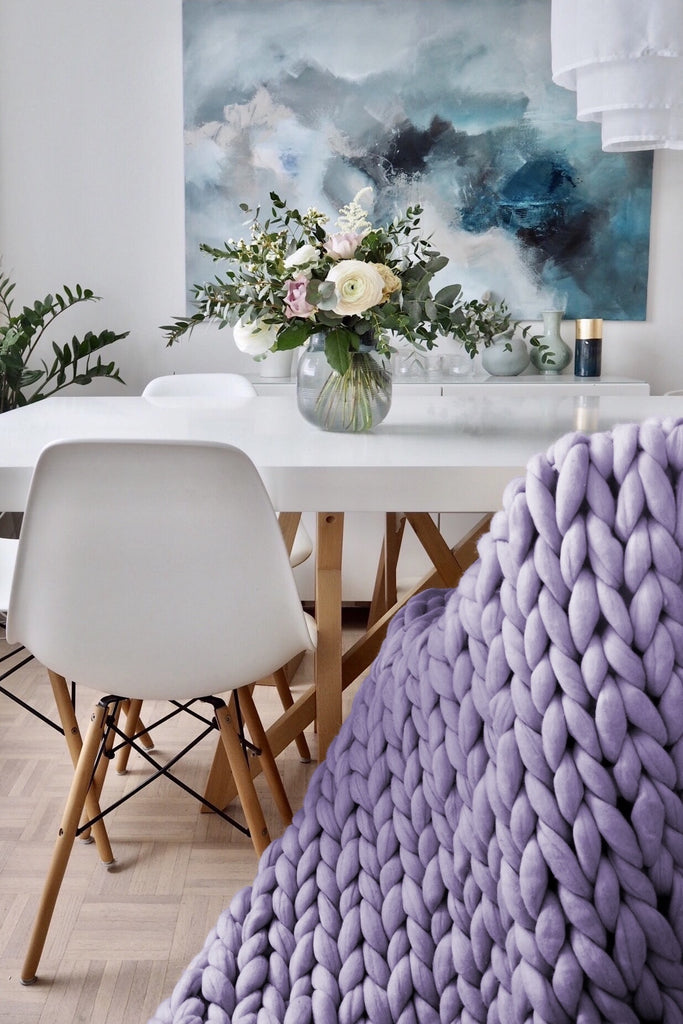 Merino Blanket Superfine Merino Wool Chunky Blanket Lavender 100x200