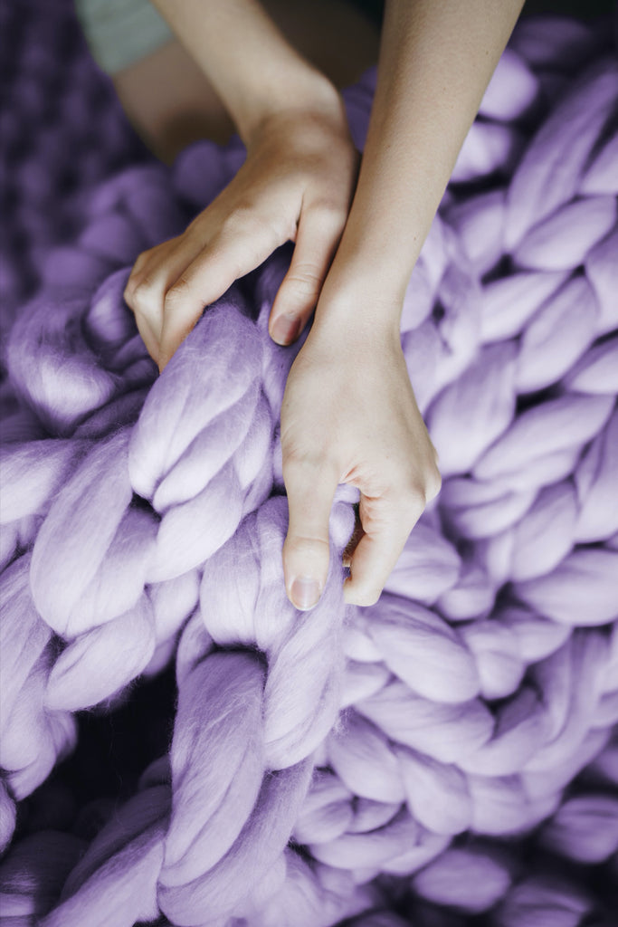Merino Blanket Thick Wool Blanket Lavender 100x150