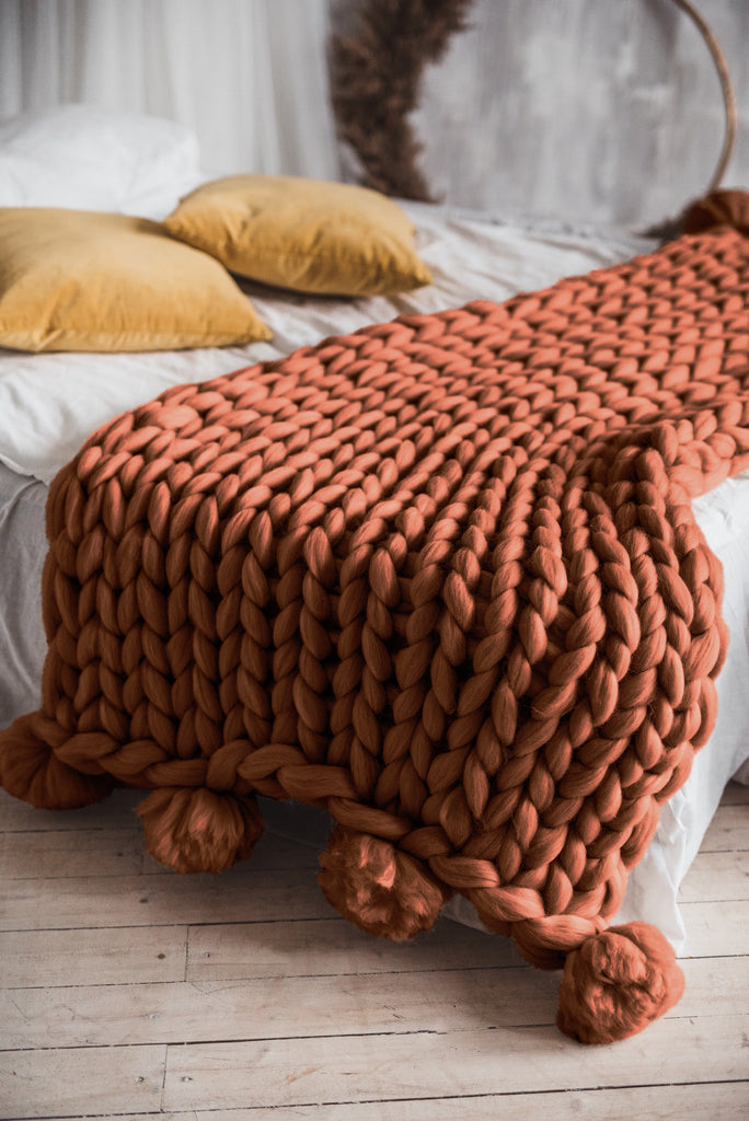 Orange knit throw 2025 blanket